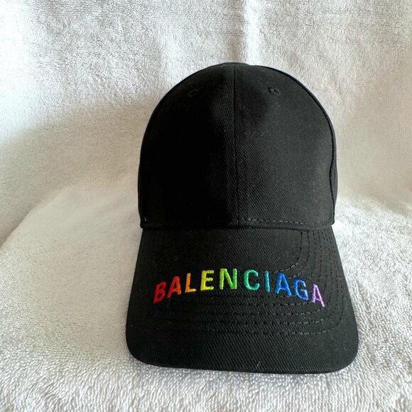 BALENCIAGA Unisex Baseball Cap Color Black Logo Rainbow Size L59cm / 001-11